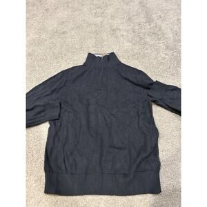 J Crew Sweater Mens Medium Black Collar Zip Up Pullover